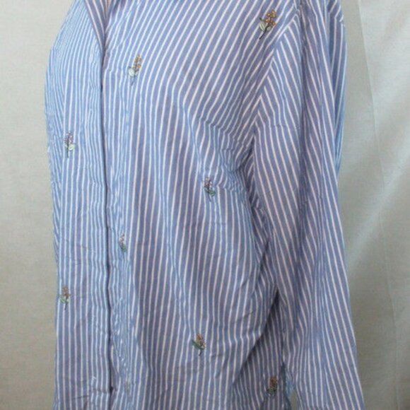 AVA VIV WOMENS PLUS SZ BUTTON DOWN SHIRT TOP STRIP - Picture 3 of 5